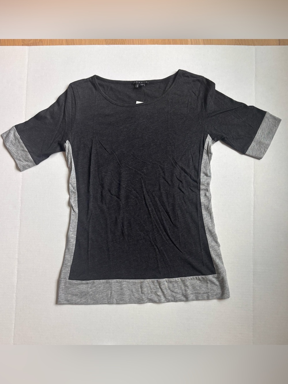 Theory Byrle C Cotton Modal Colorblock Top NWT Size P
